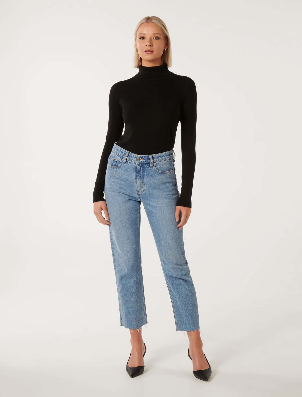 Sarah Layering Roll Neck Knit Top Black