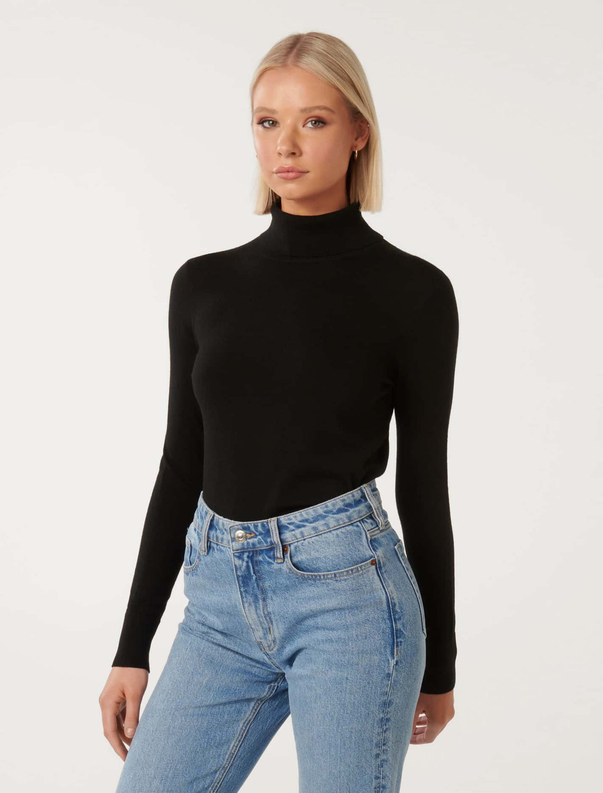 Sarah Layering Roll Neck Knit Top Black