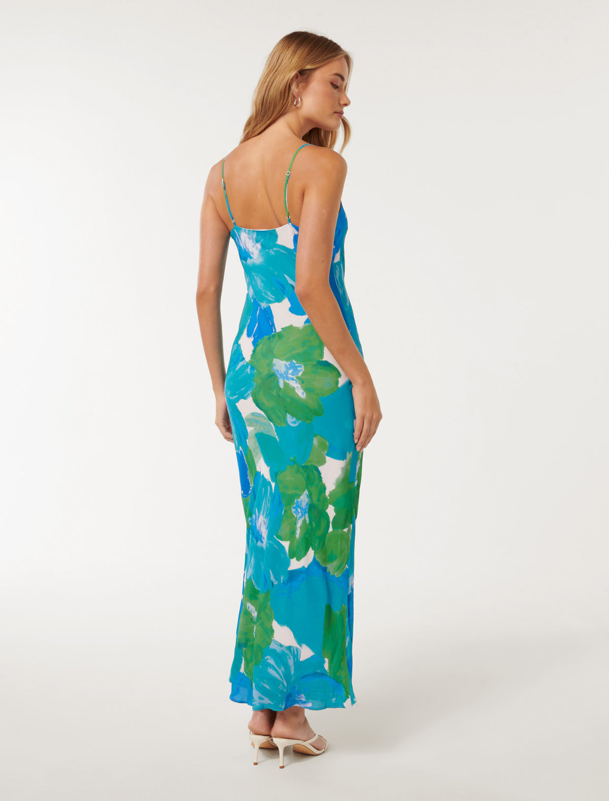 Valentina Strappy Slip Dress Blue Parker Floral