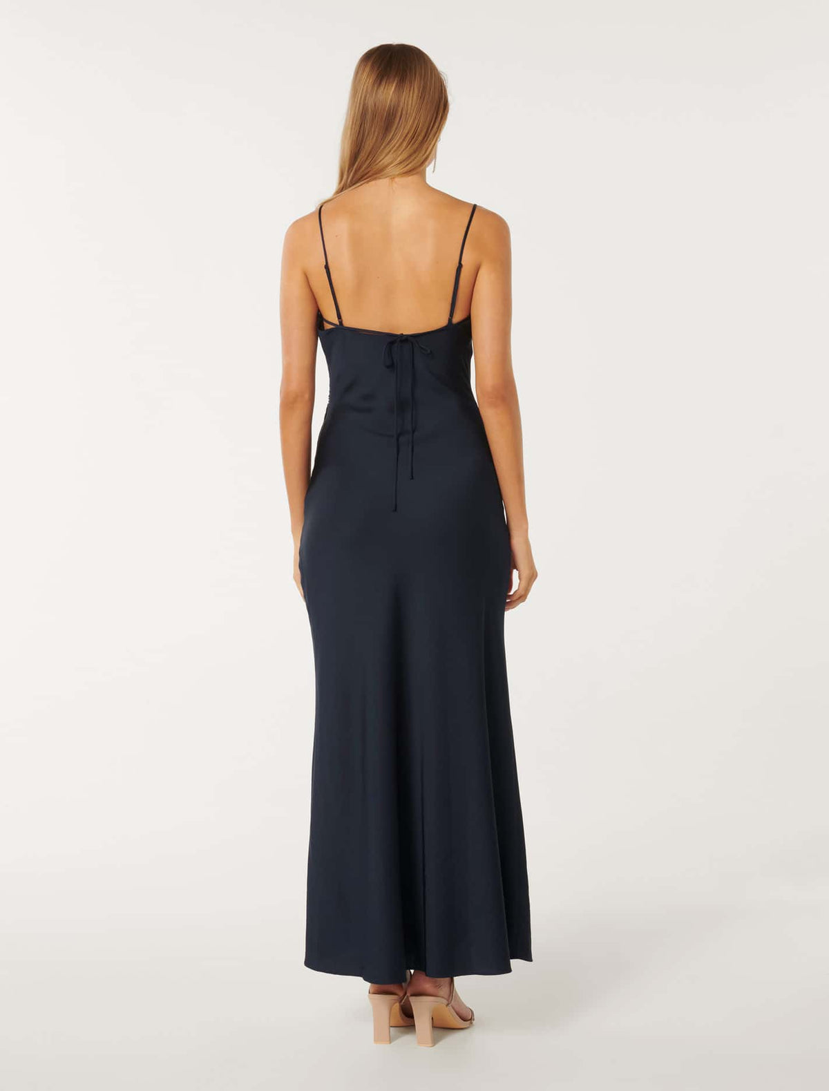 Mia Satin Maxi Dress Navy