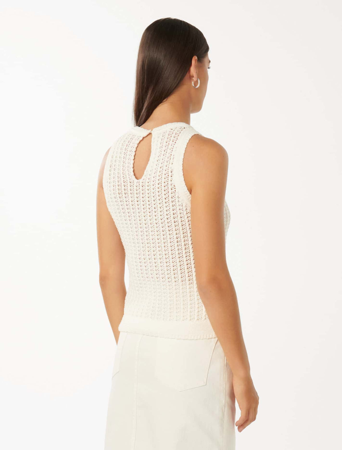 Bailee Crochet Racer Top Porcelain