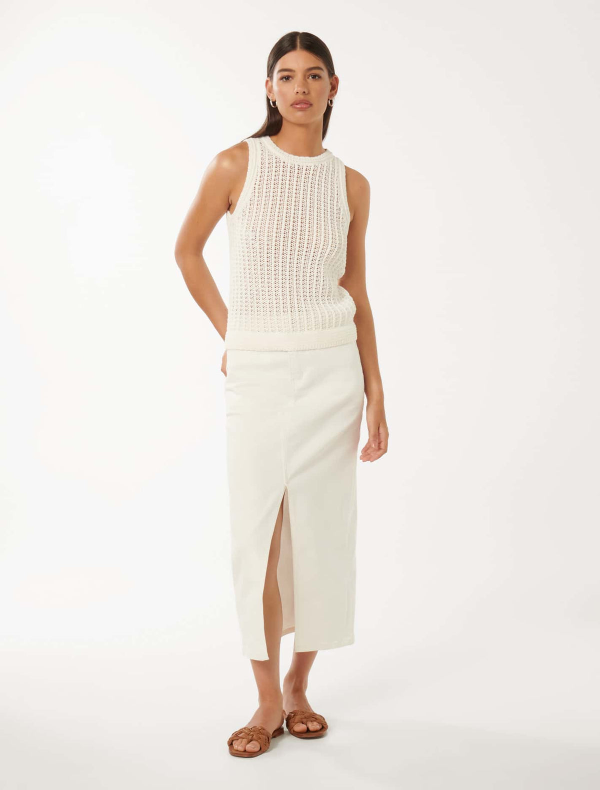 Bailee Crochet Racer Top Porcelain