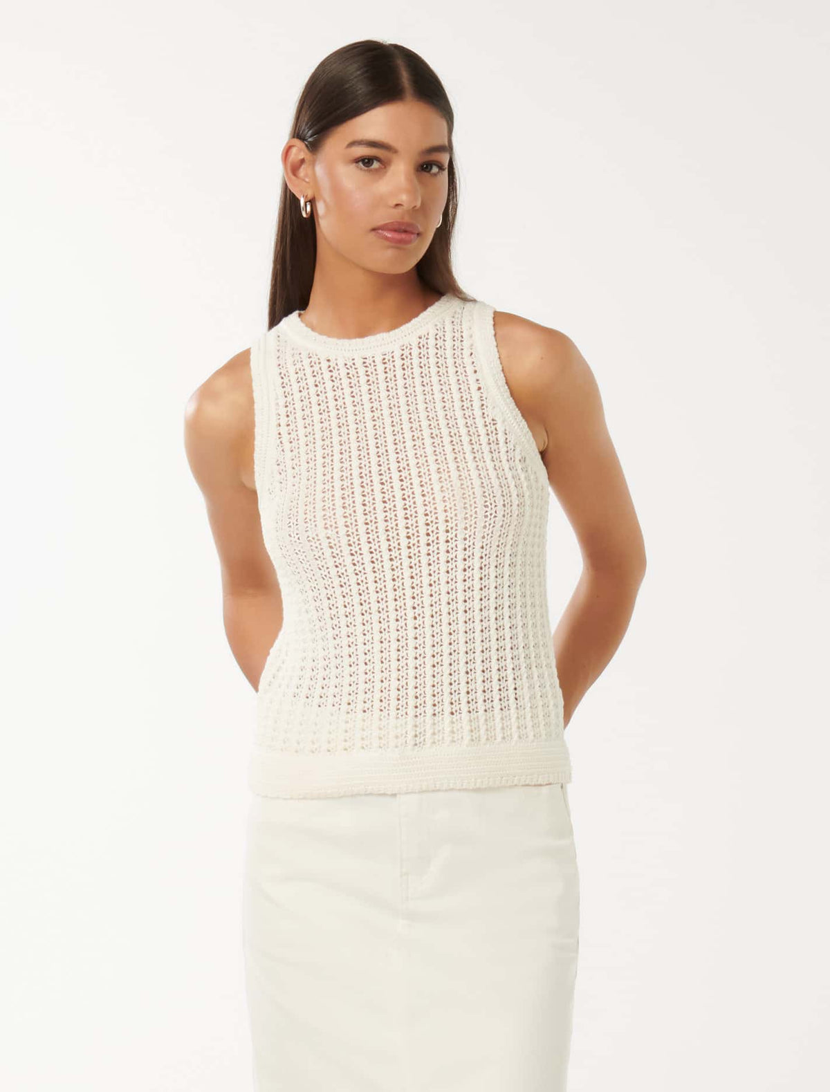 Bailee Crochet Racer Top Porcelain