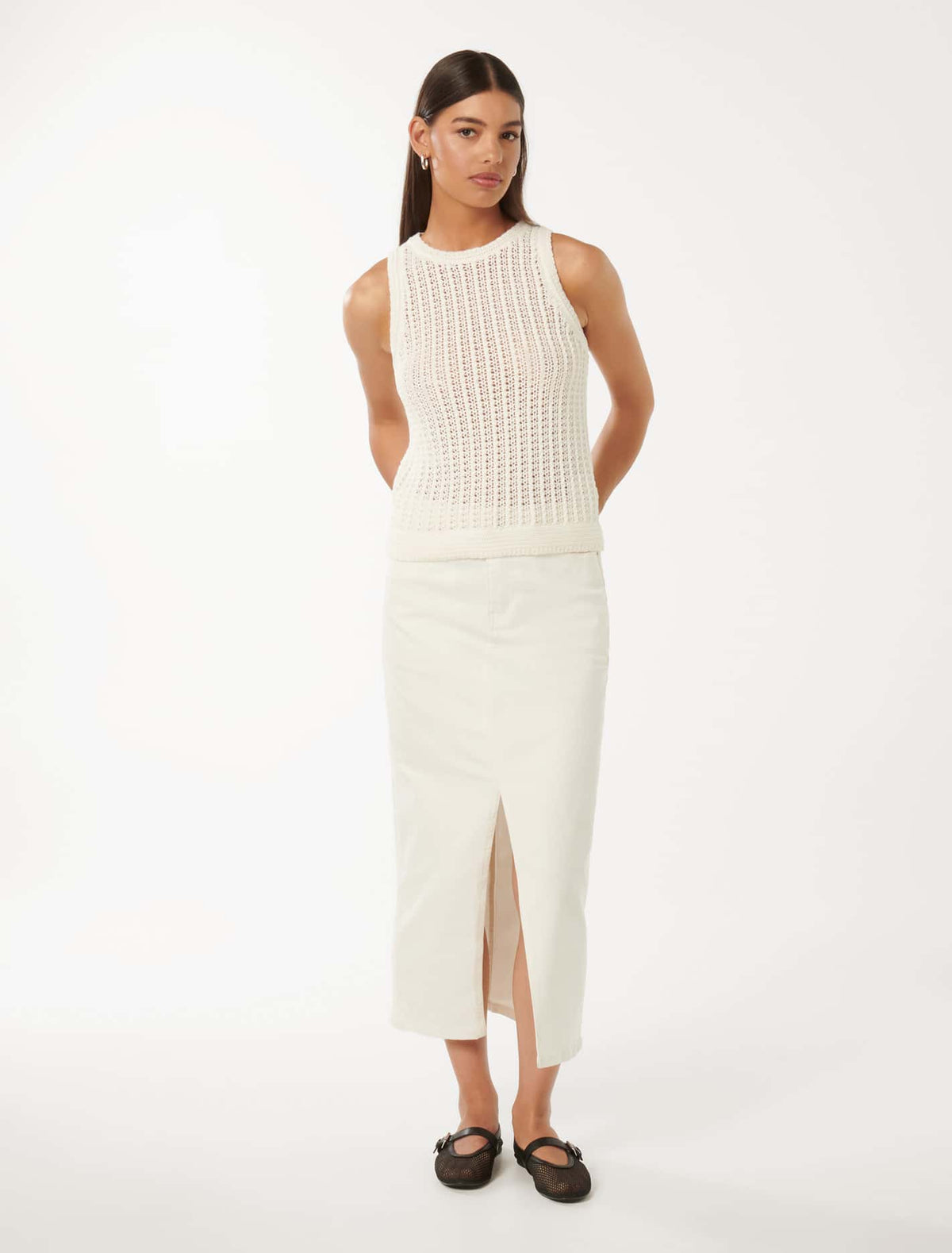 Bailee Crochet Racer Top Porcelain