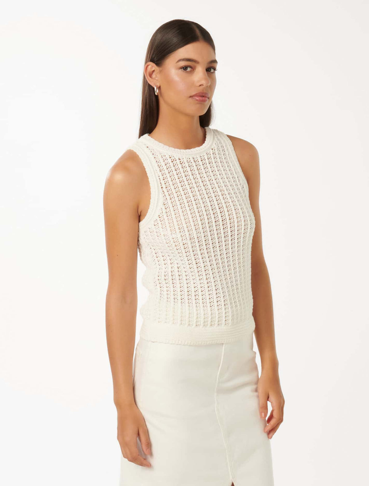 Bailee Crochet Racer Top Porcelain
