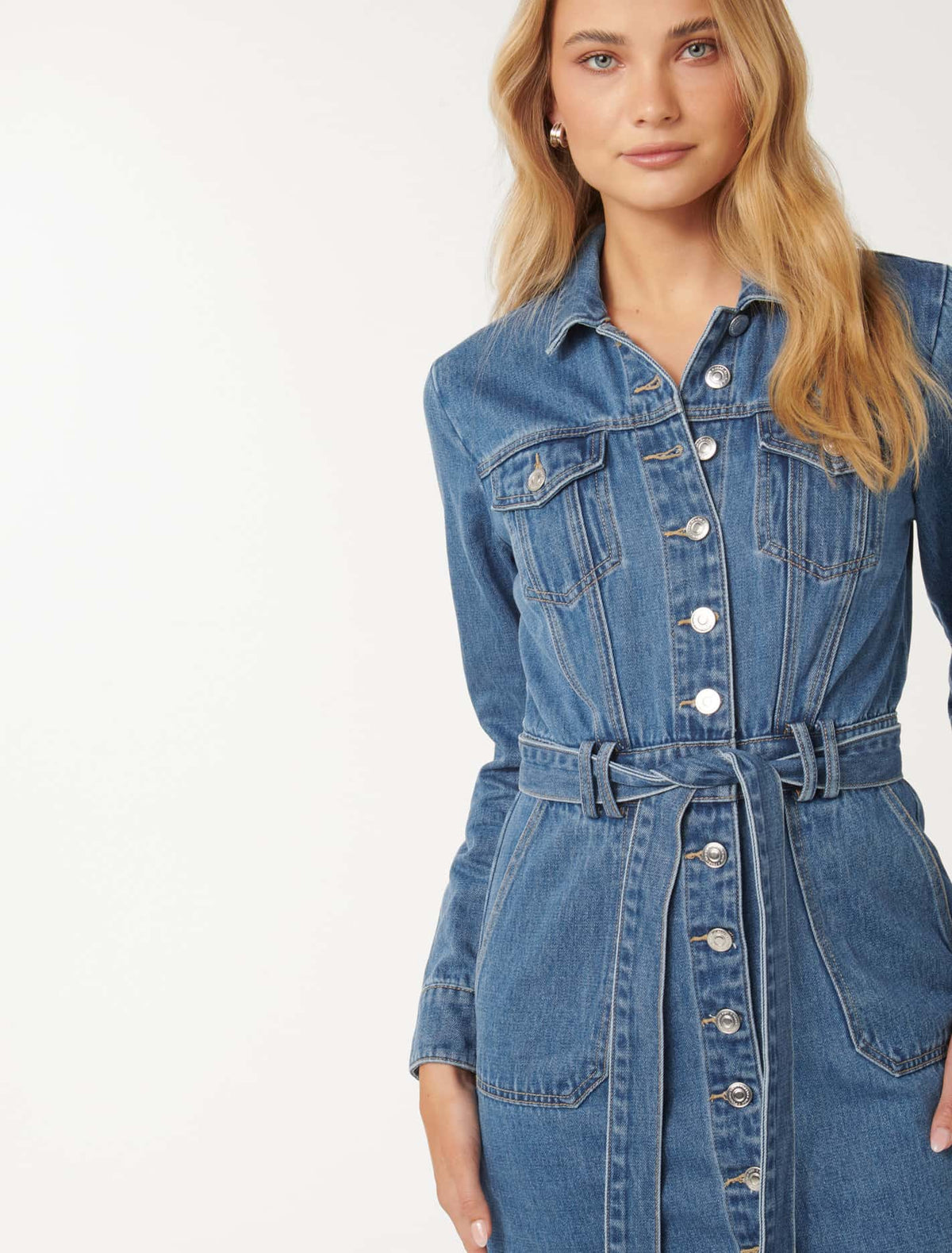 Raelyn Denim Dress Mid Wash