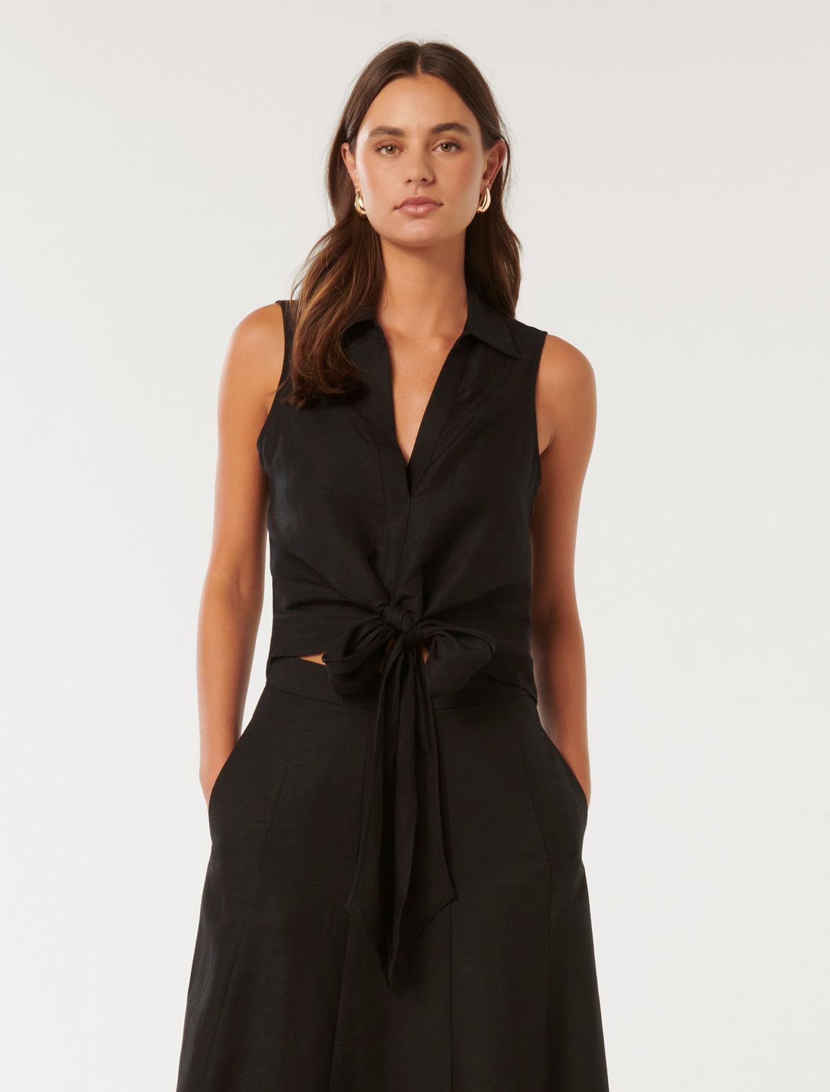 Tanya Tie-Front Shirt Black