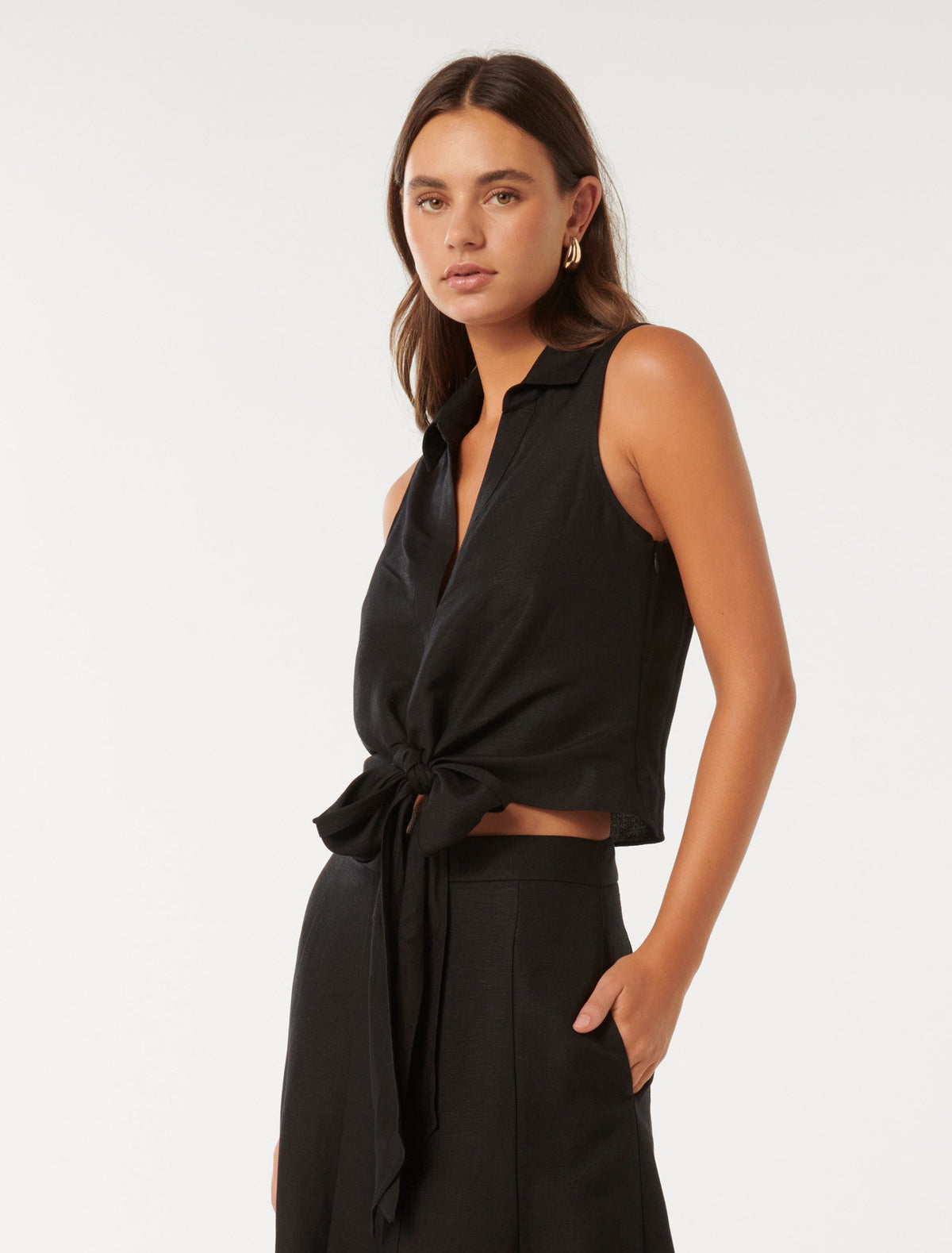 Tanya Tie-Front Shirt Black