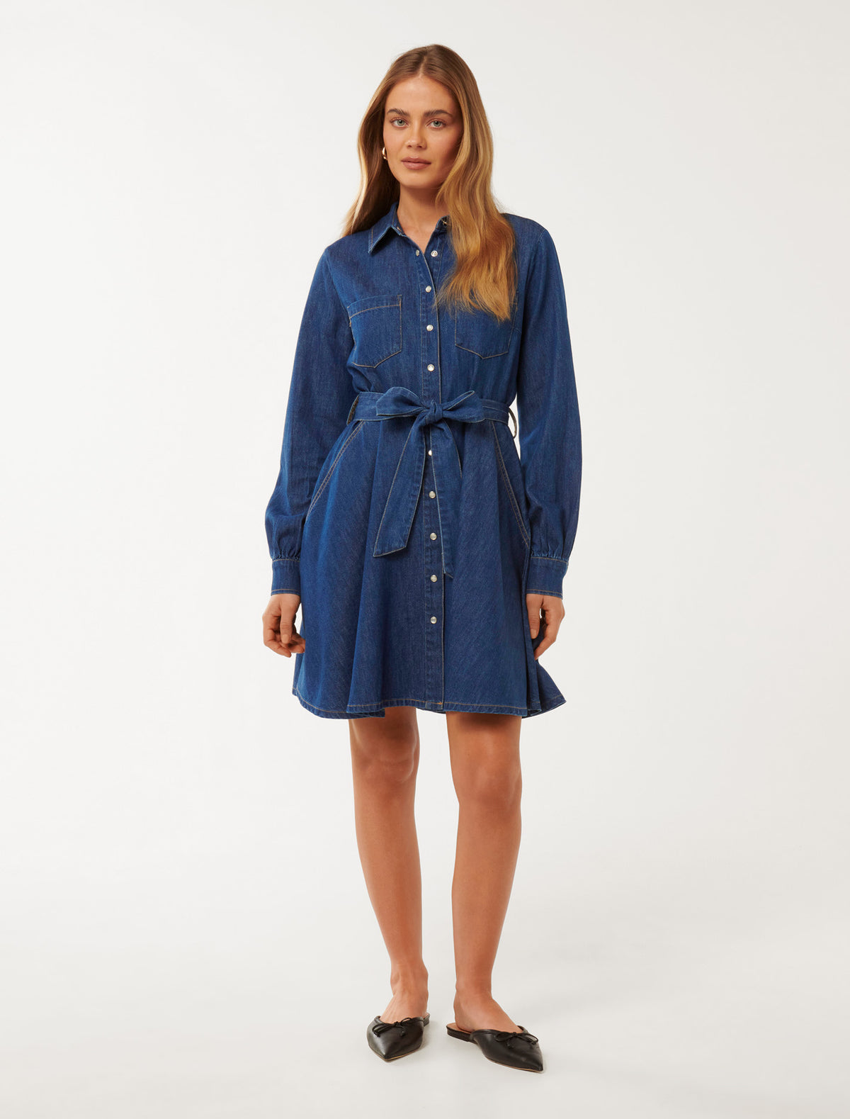 Colette Denim Shirt Dress Dark Wash