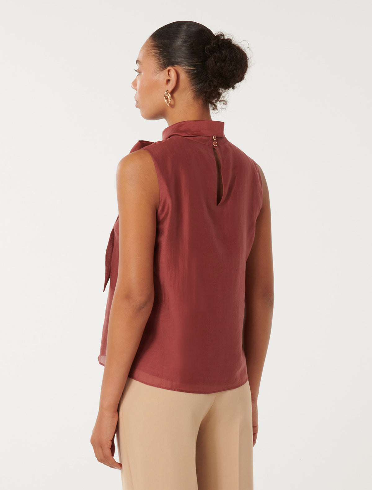 Jane Tie-Neck Sleeveless Top Shiraz