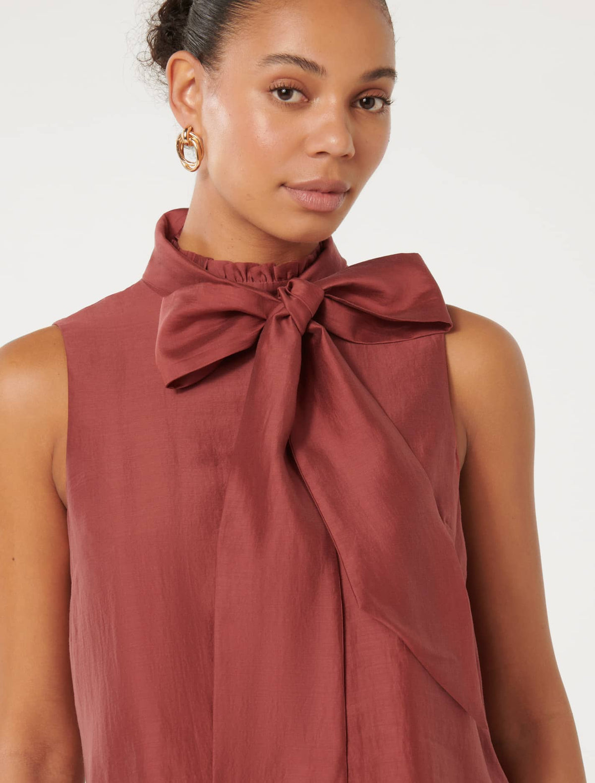 Jane Tie-Neck Sleeveless Top Shiraz