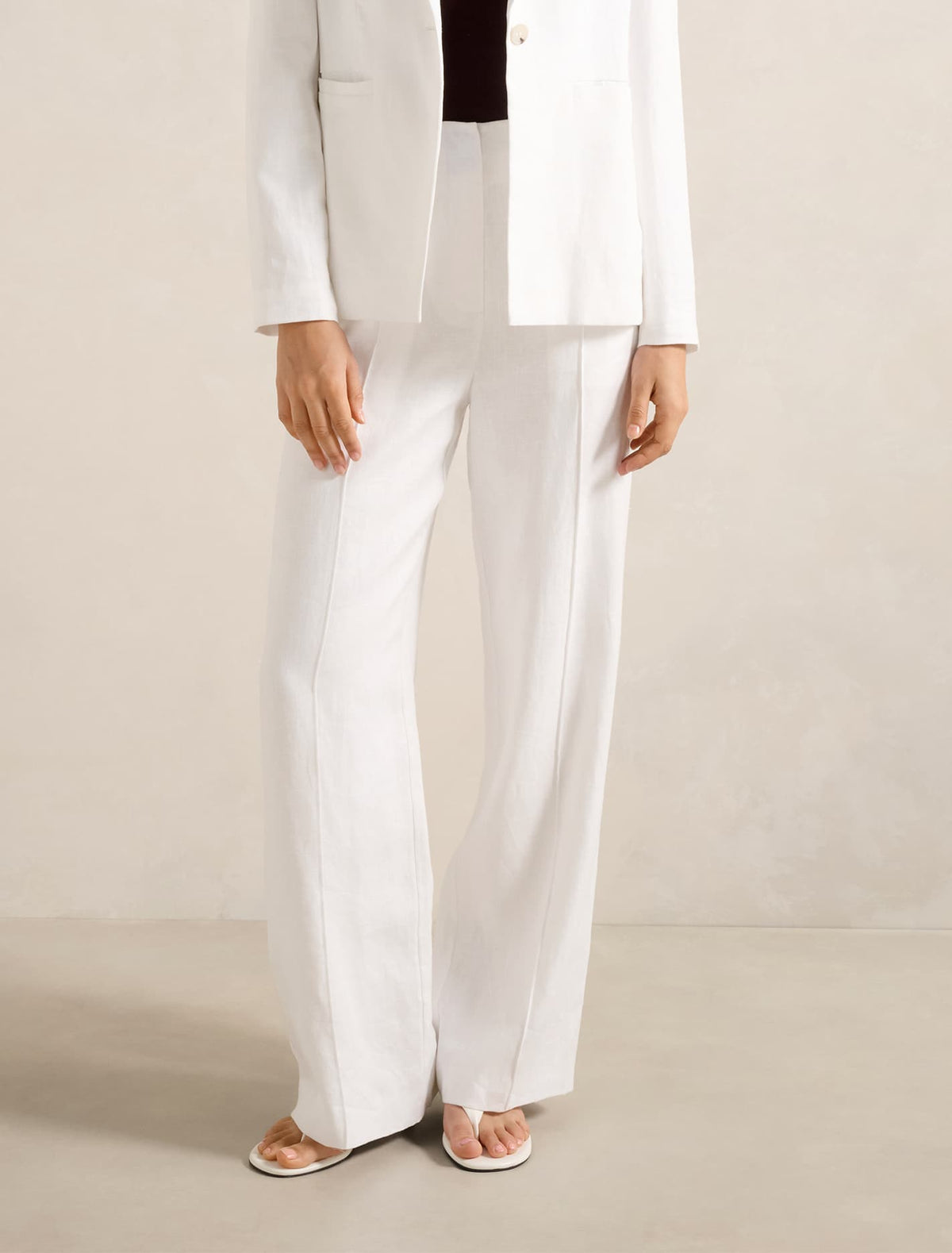 Posey Linen Wide Leg Pant Porcelain