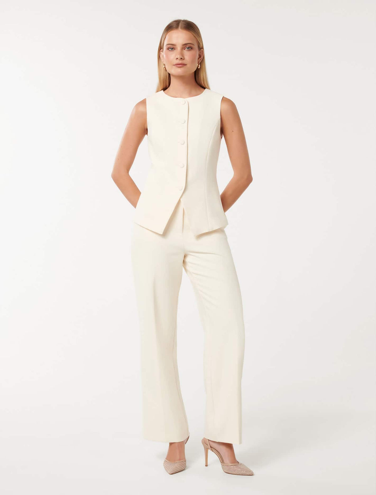 Toni High Neck Waistcoat Soft Yellow Suit