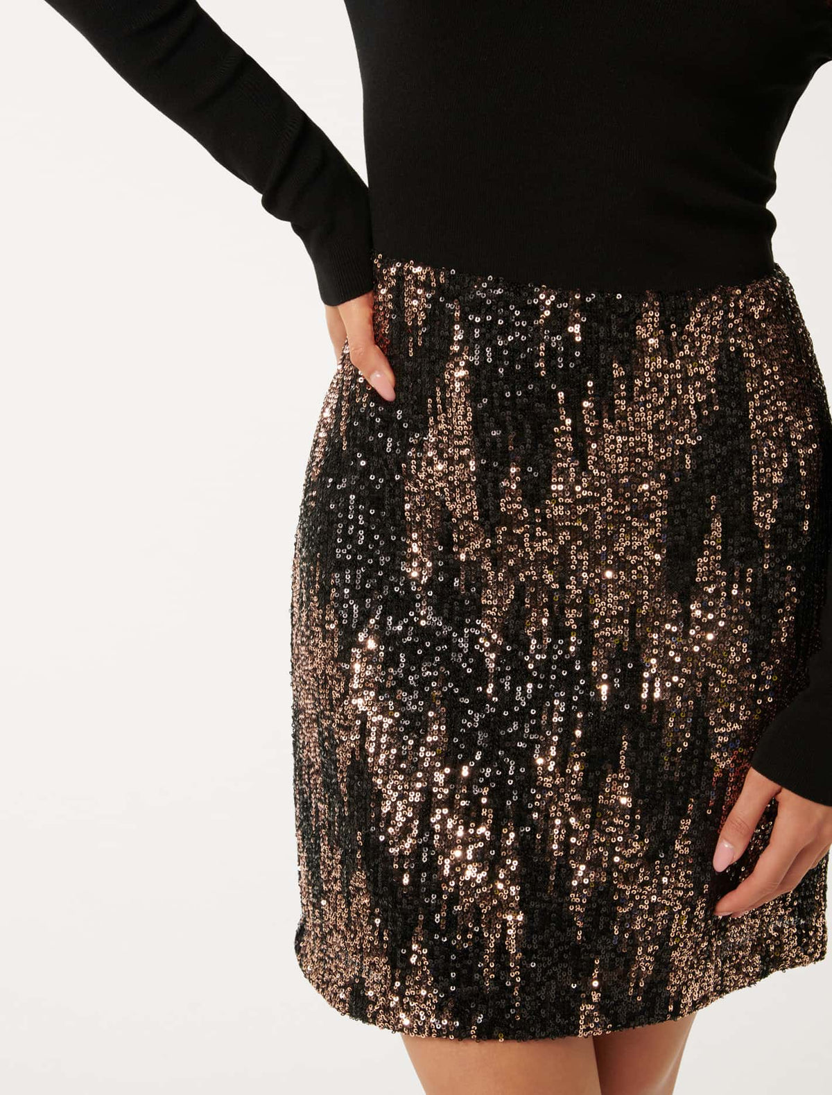 Kylie Sequin Knit Dress Black Sequin