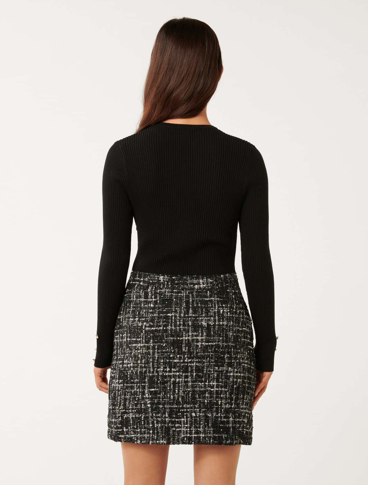 Gina Boucle Knit Mini Dress Black