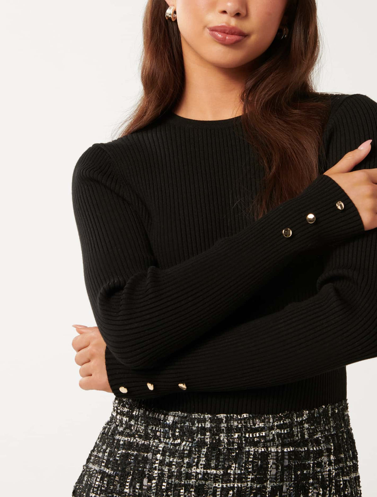 Gina Boucle Knit Mini Dress Black