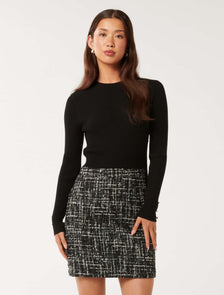 Gina Boucle Knit Mini Dress Black