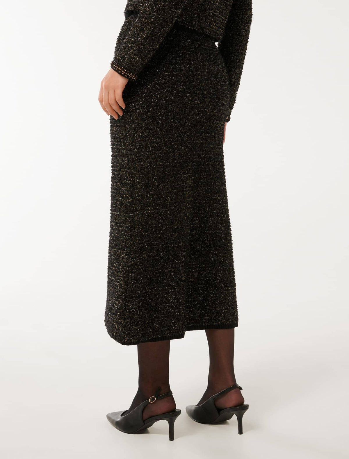 Anais Tweed Co-ord Midi Skirt Black & Gold
