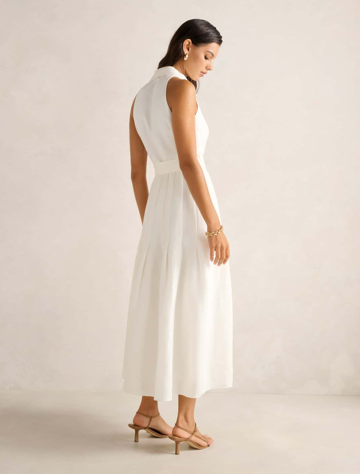 Lindsey Linen Tennis Dress Porcelain
