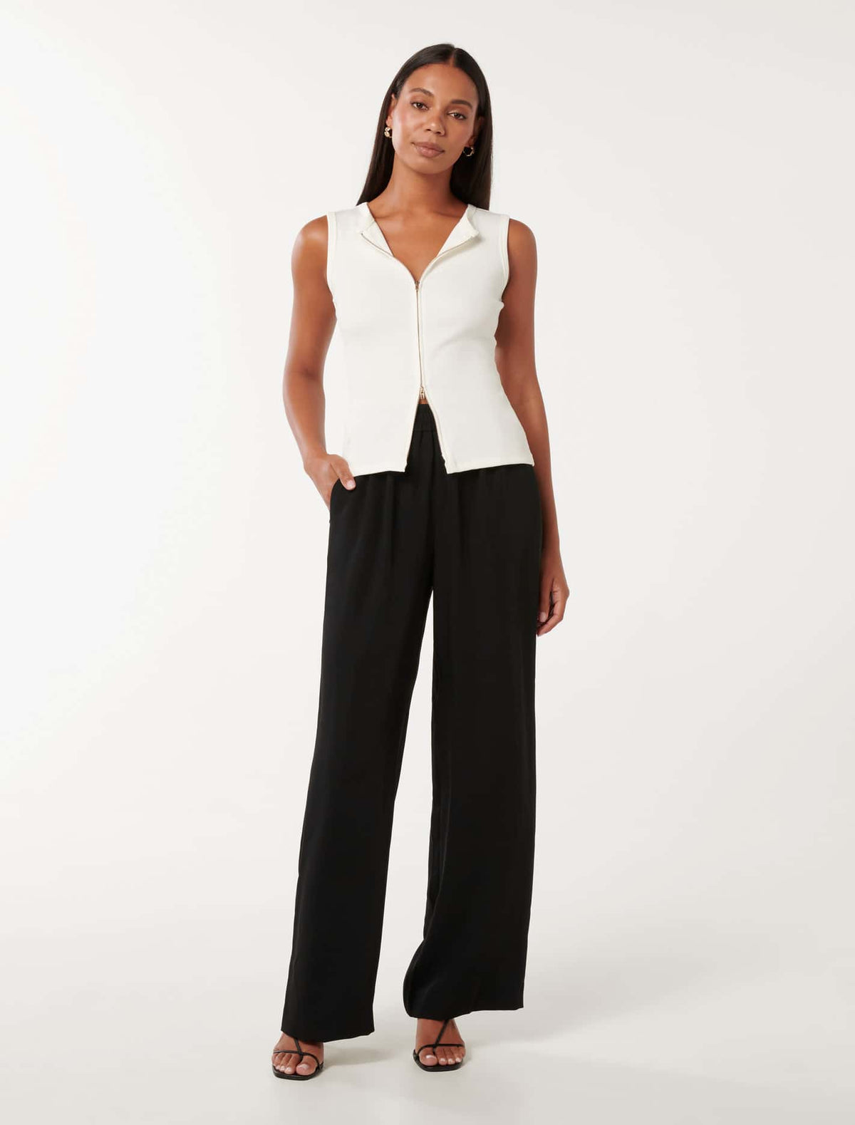Enya Elastic Wide Leg Pants Black