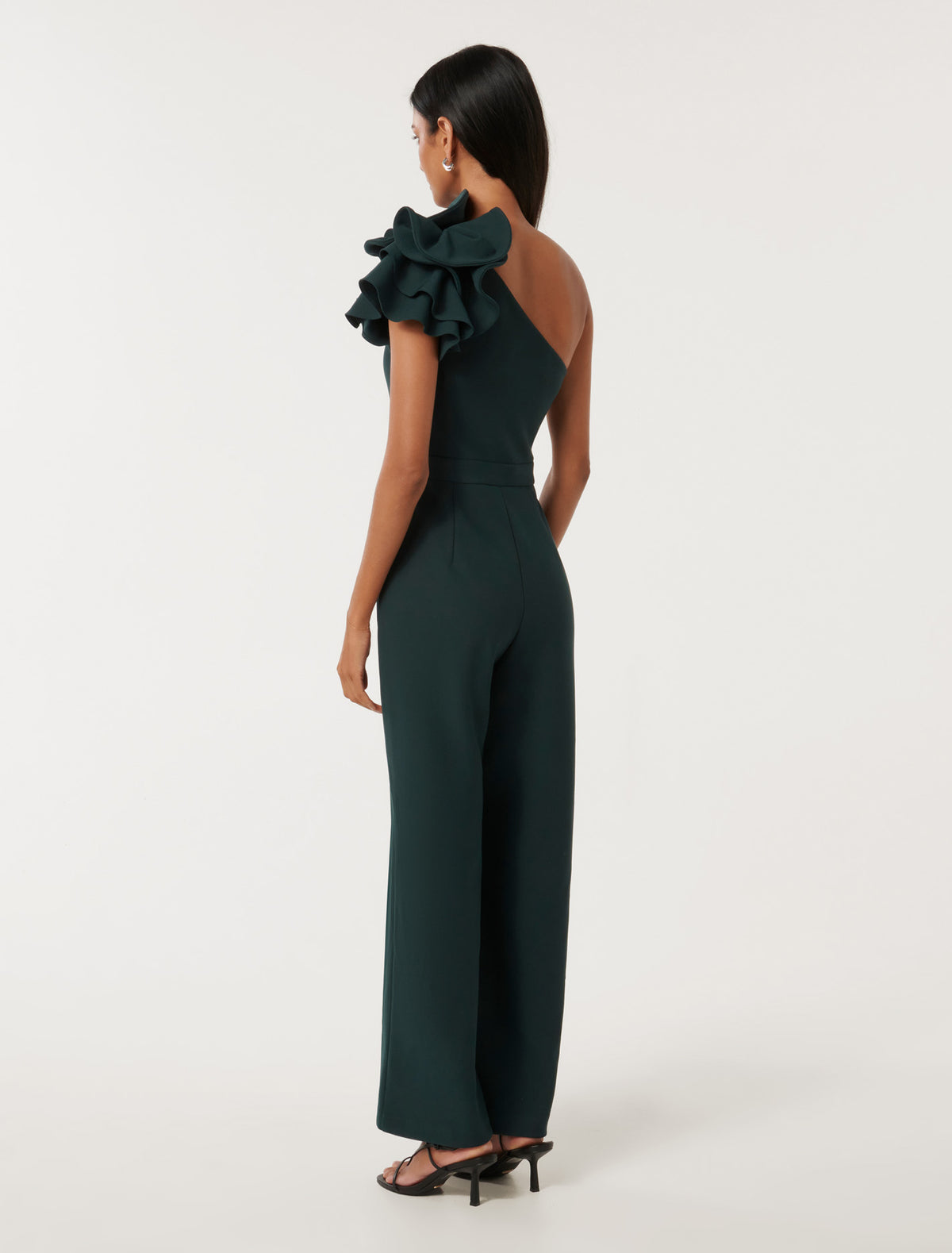 Celeste Petite Ruffle Jumpsuit Green