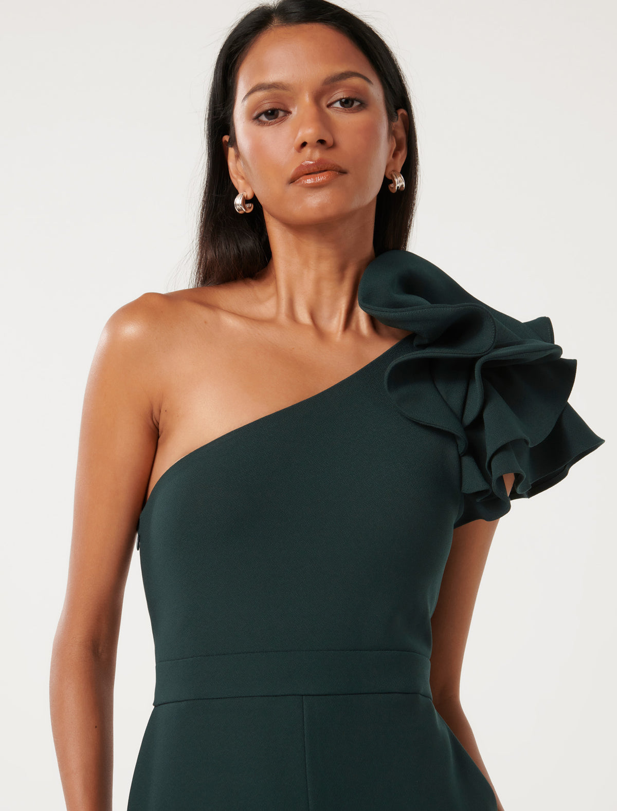 Celeste Petite Ruffle Jumpsuit Green