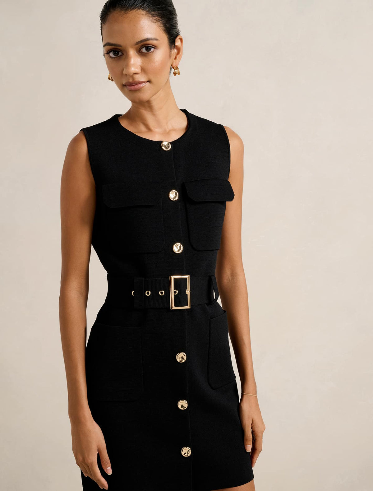 Parker Petite Luxe Utility Mini Dress Black