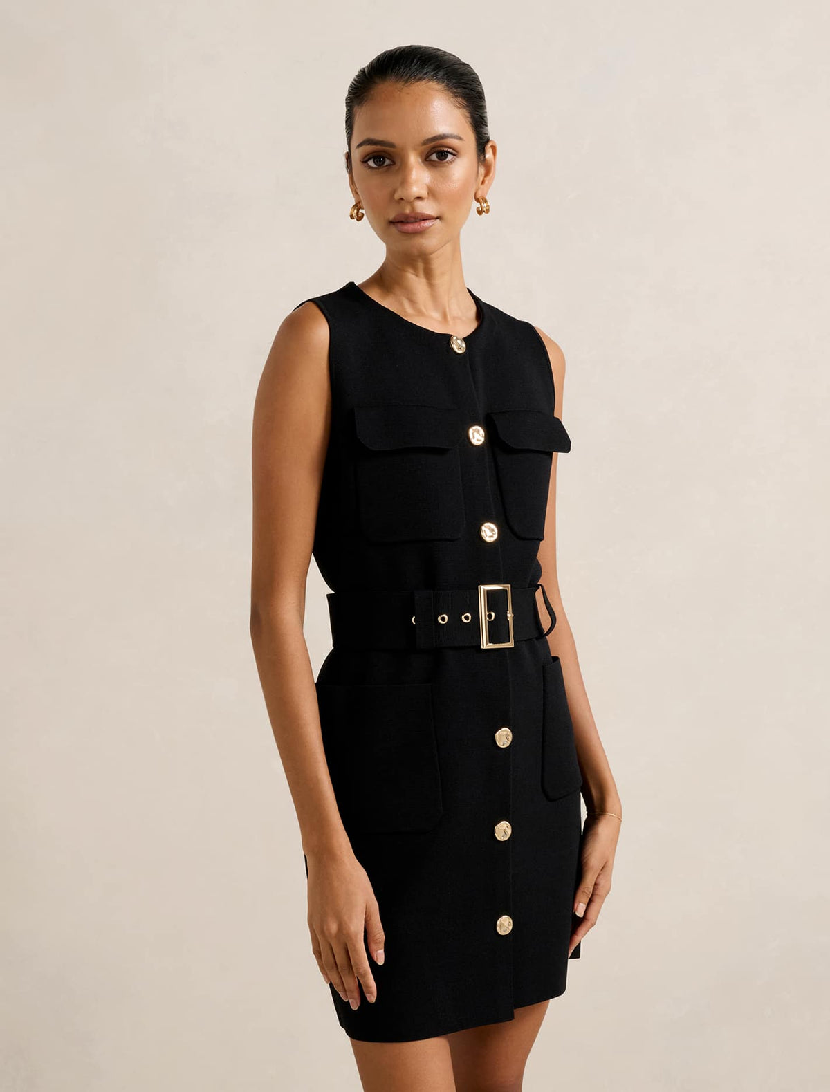 Parker Petite Luxe Utility Mini Dress Black
