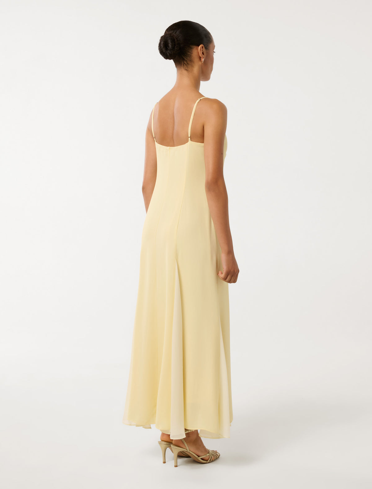 Dahlia Contrast Godet Maxi Dress Spring Daffodil/Cream