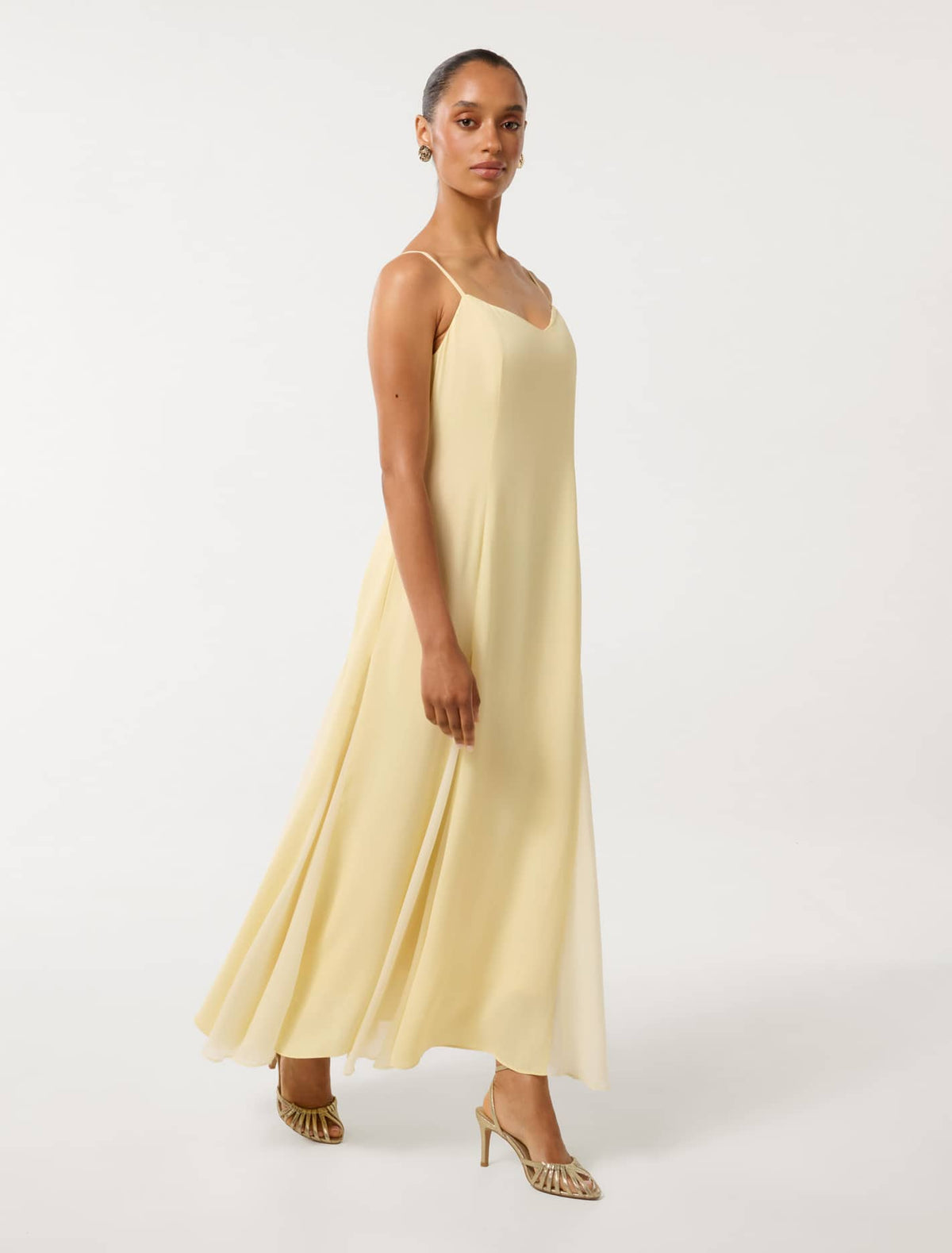 Dahlia Contrast Godet Maxi Dress Spring Daffodil/Cream