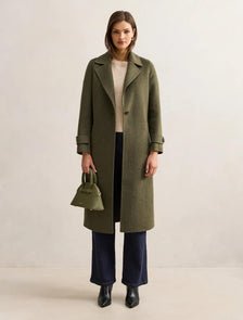 Natalie Felled Seam Coat Forest Green
