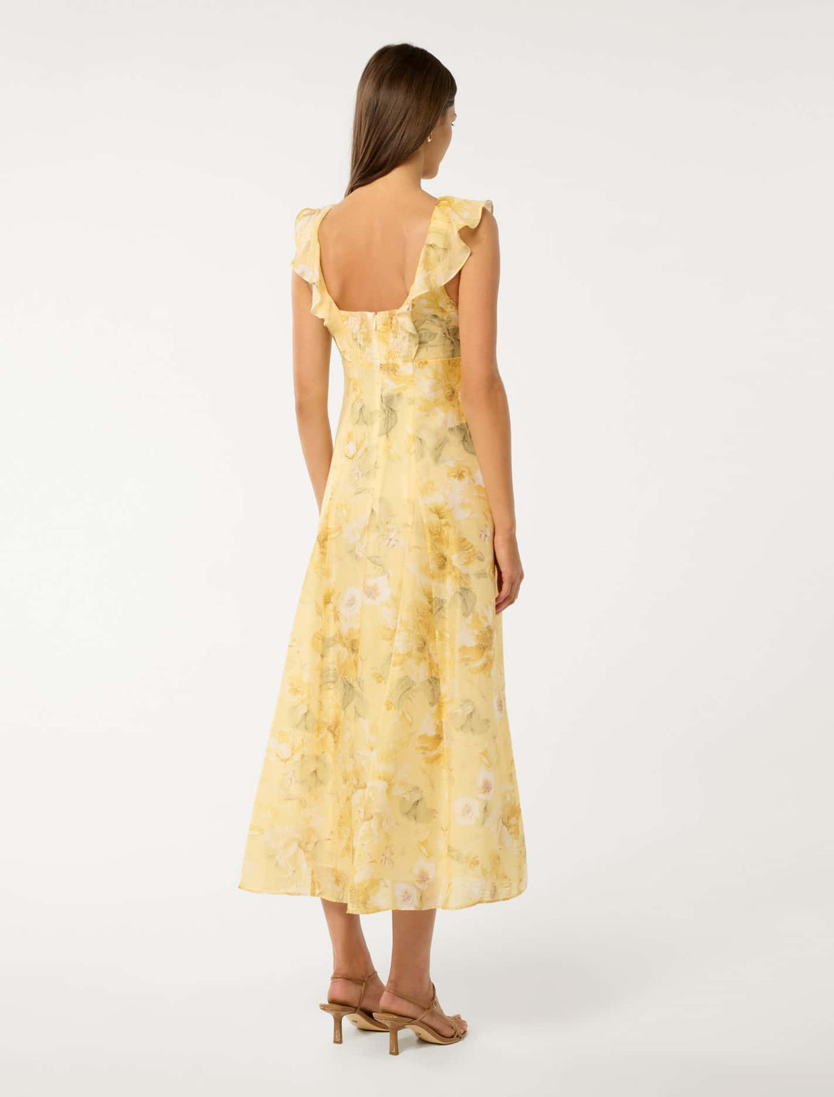 Lenny Godet Printed Midi Dress Gold Layla Botanica