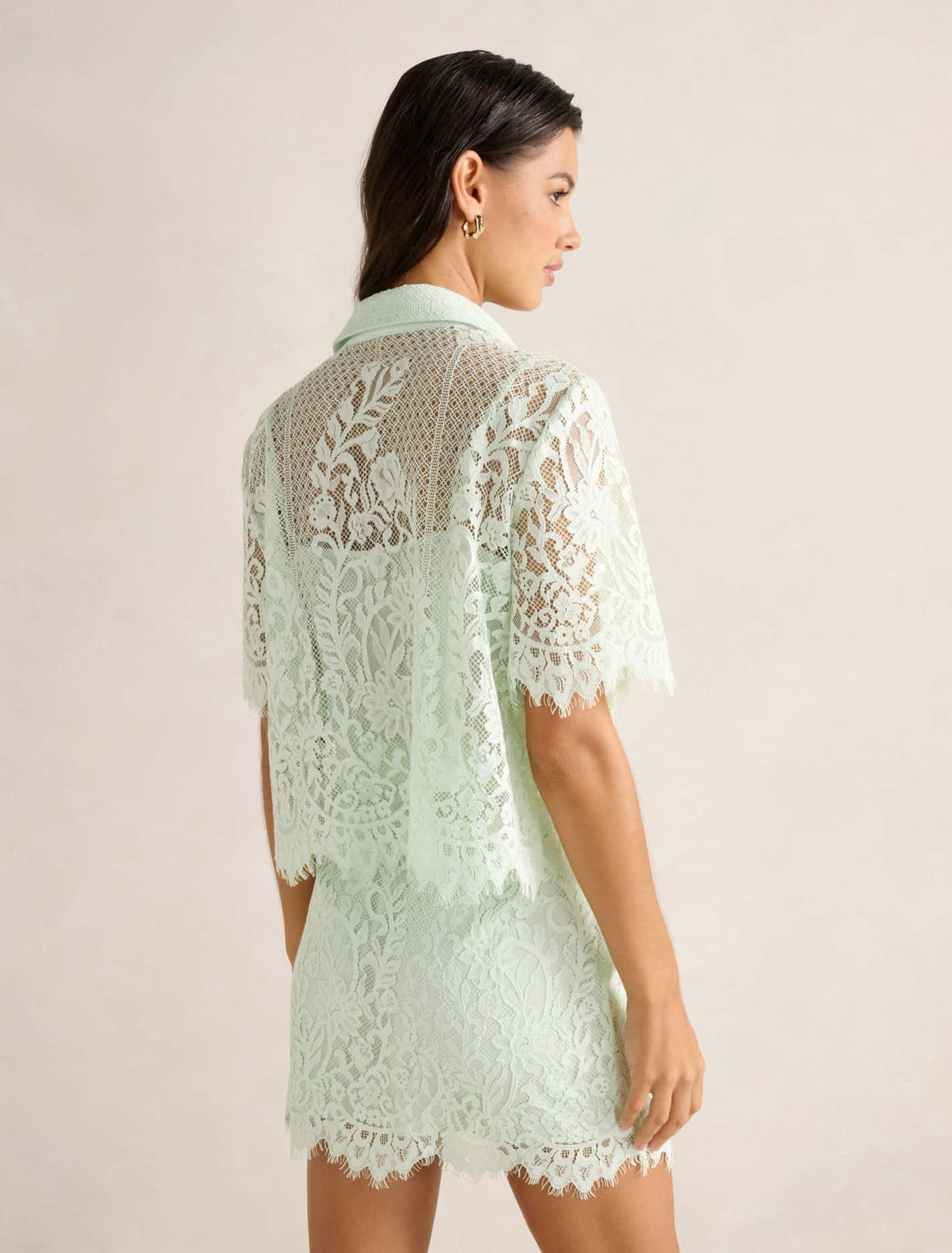 Lola Lace Shirt Clearly Aqua Co-ord