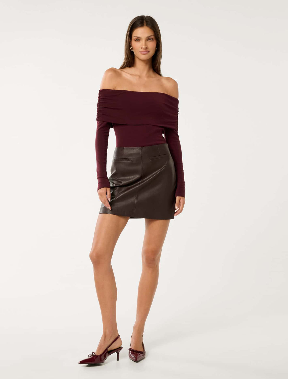 Addison Vegan Leather Mini Skirt Royal Berry