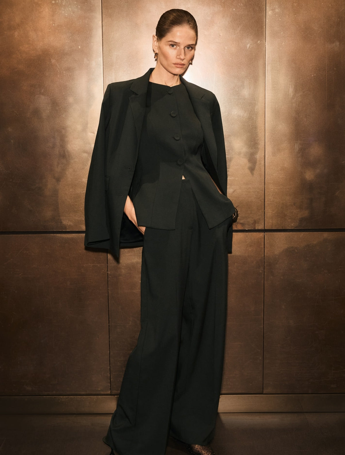 Clarette Nipped Waist Blazer Emerald Green Suit
