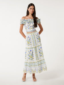 Cameron Off-Shoulder Top Bellview Floral Co-ord