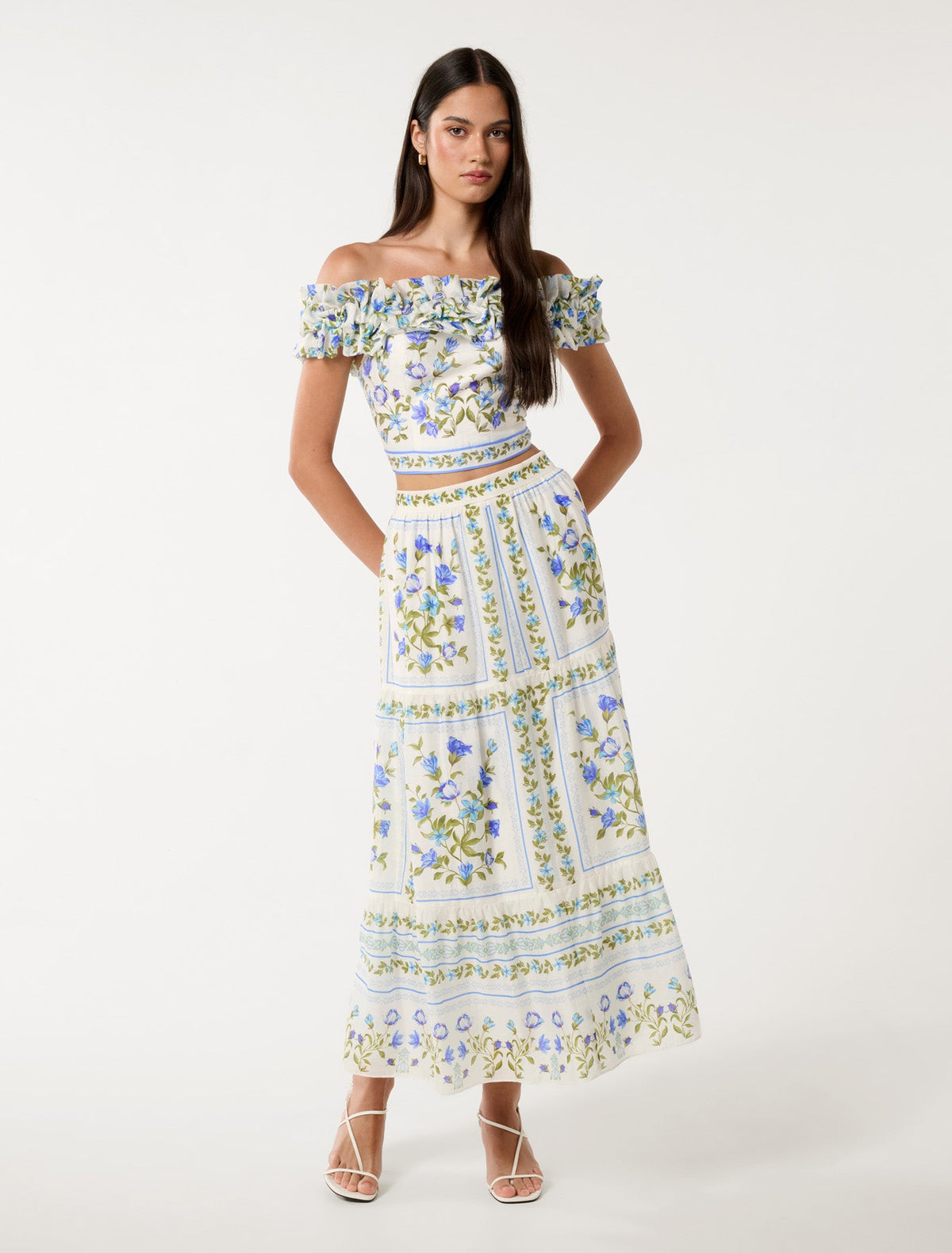 Cameron Off-Shoulder Top Bellview Floral Co-ord