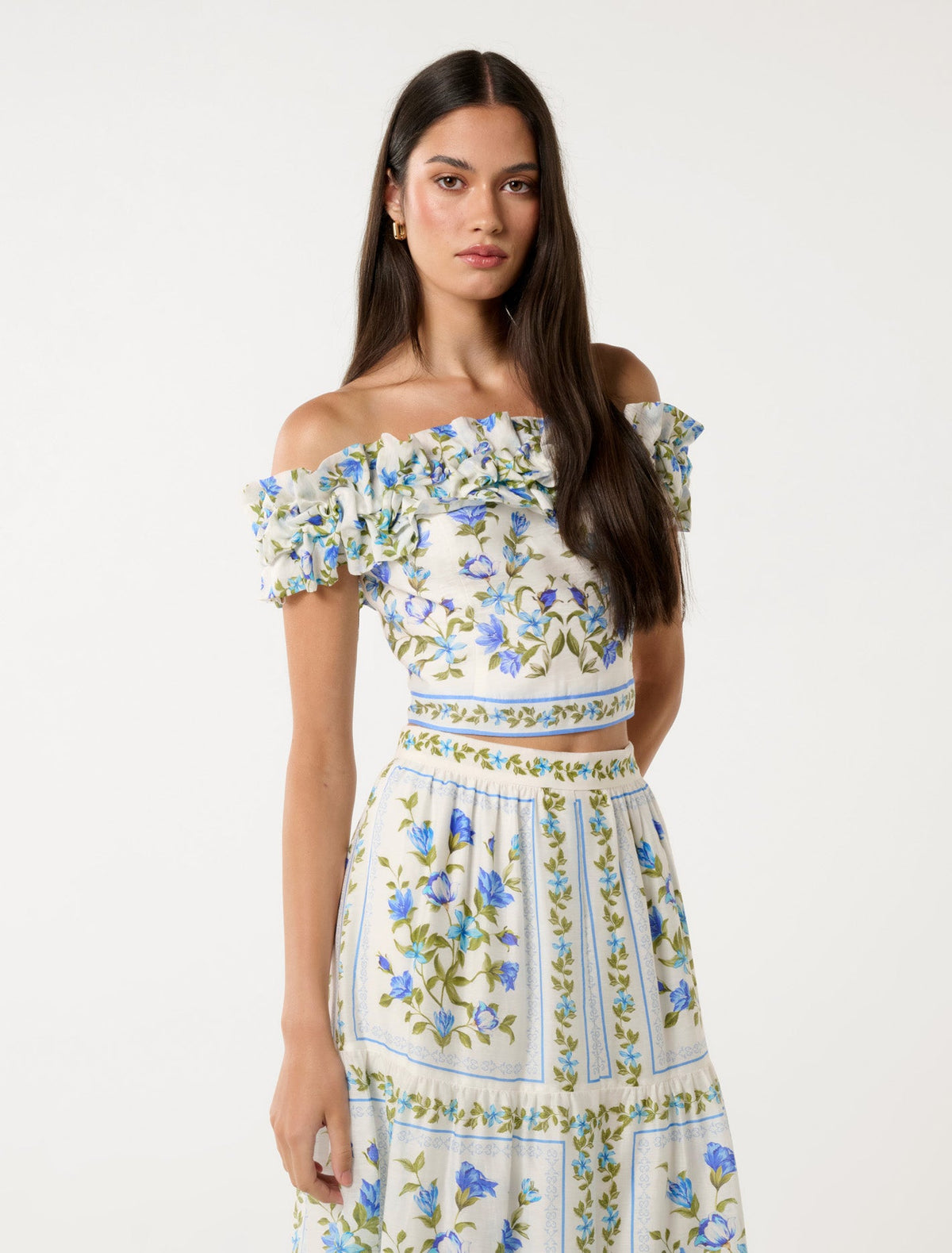 Cameron Off-Shoulder Top Bellview Floral Co-ord