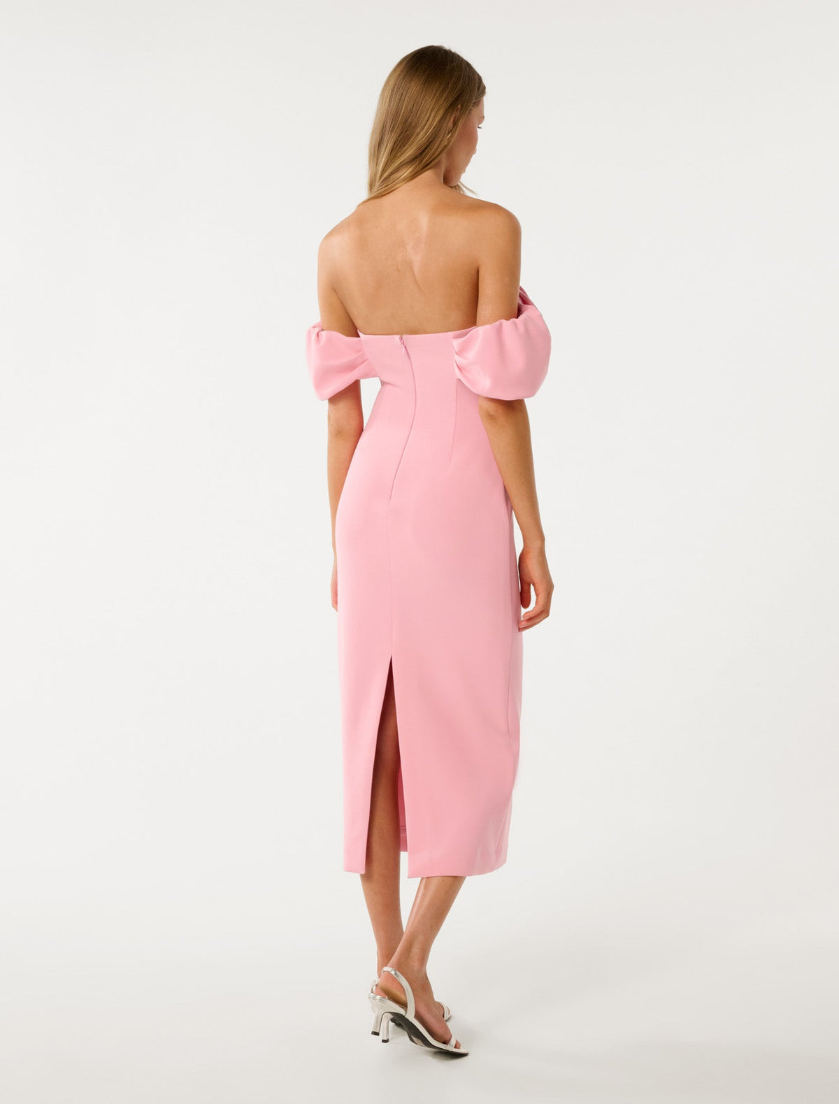 Jacinta Off-Shoulder Bodycon Midi Dress Prism Pink