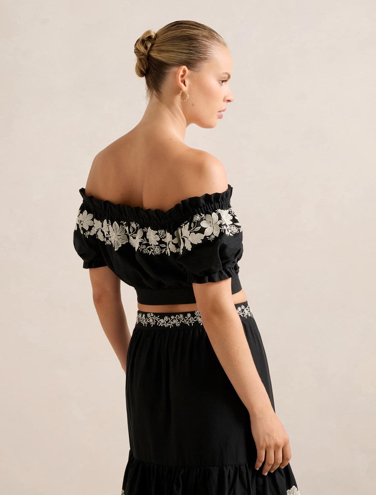 Blaire Embroidery Top Black Vera Co-ord