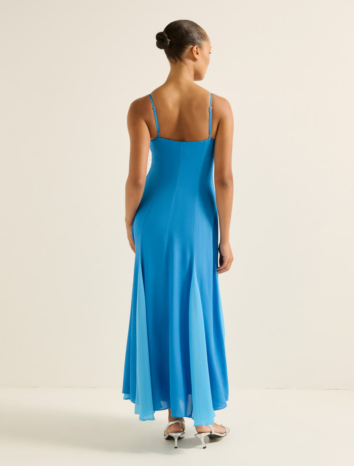 Dahlia Contrast Godet Maxi Dress Cornflower