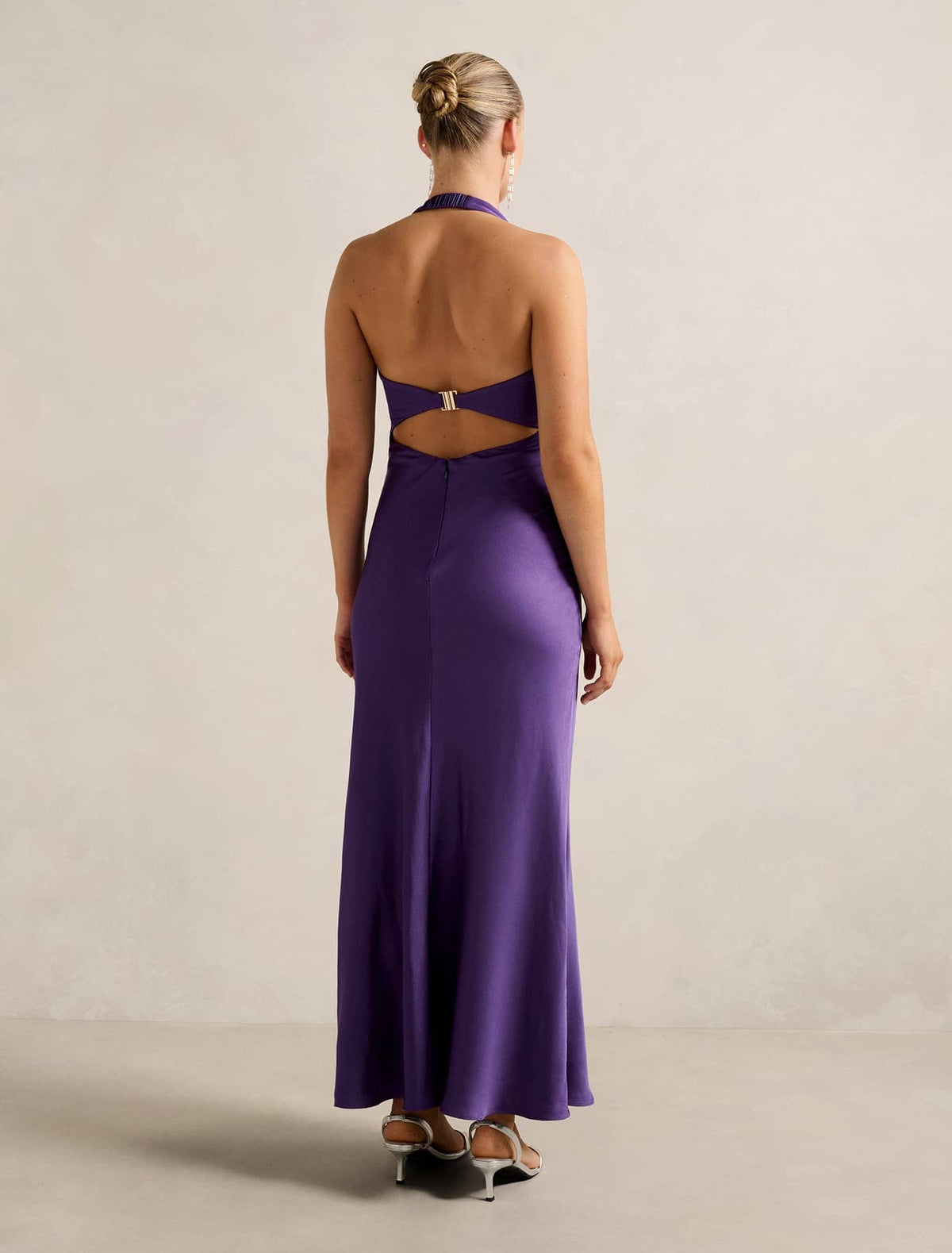 April Open-Back Satin Maxi Dress Royal Purple