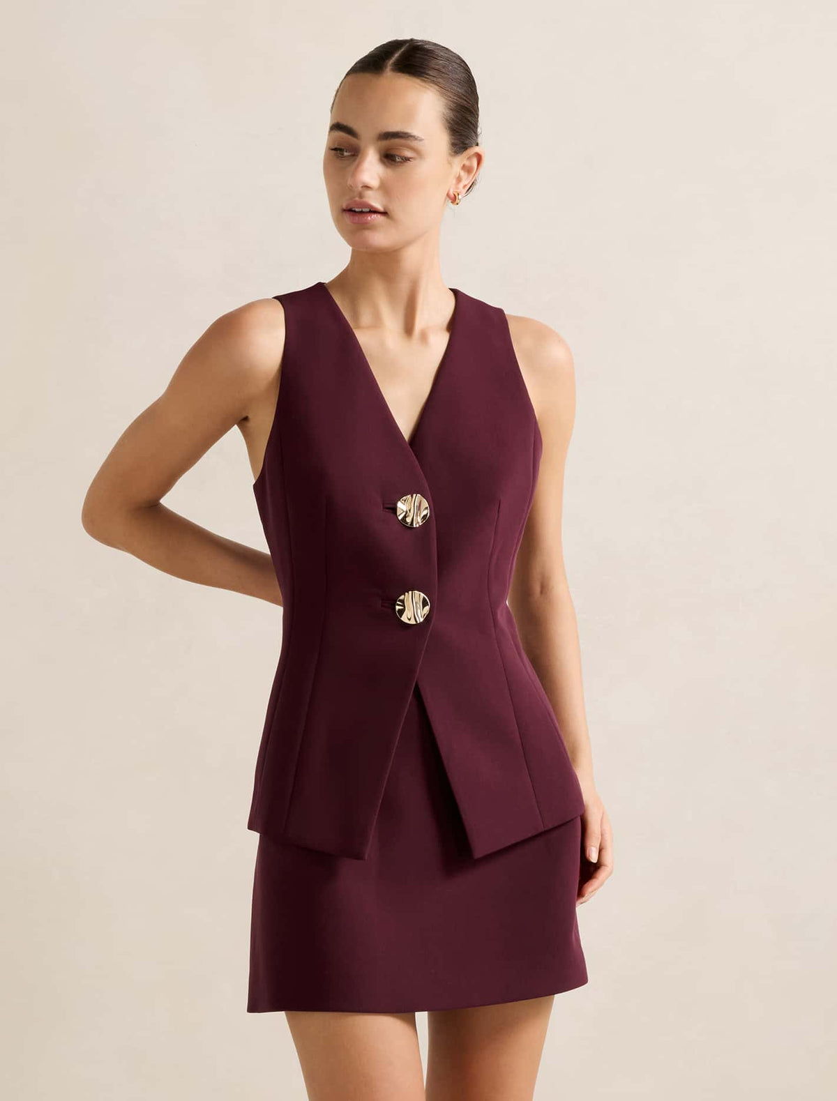 Lee Long Waistcoat Cherry Lacquer Suit