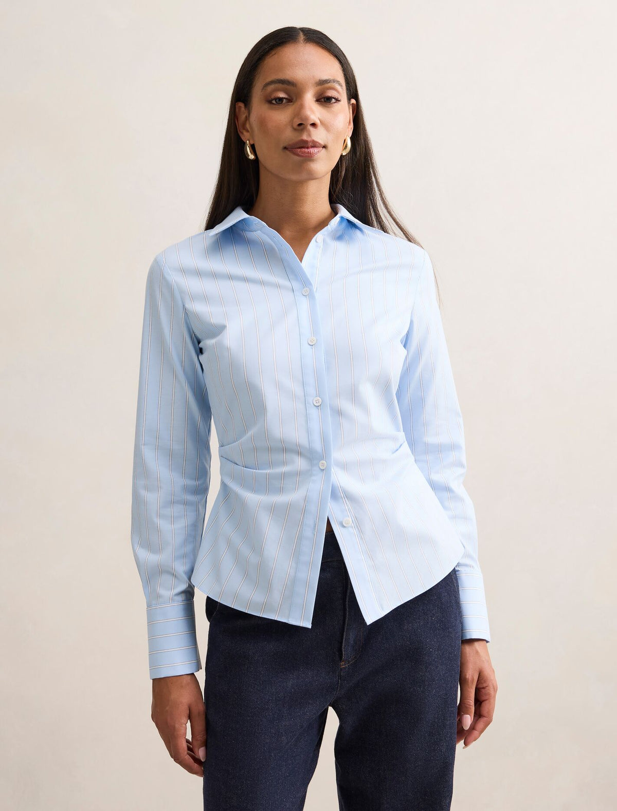 Ange Slim Fitted Shirt Blue Stripe