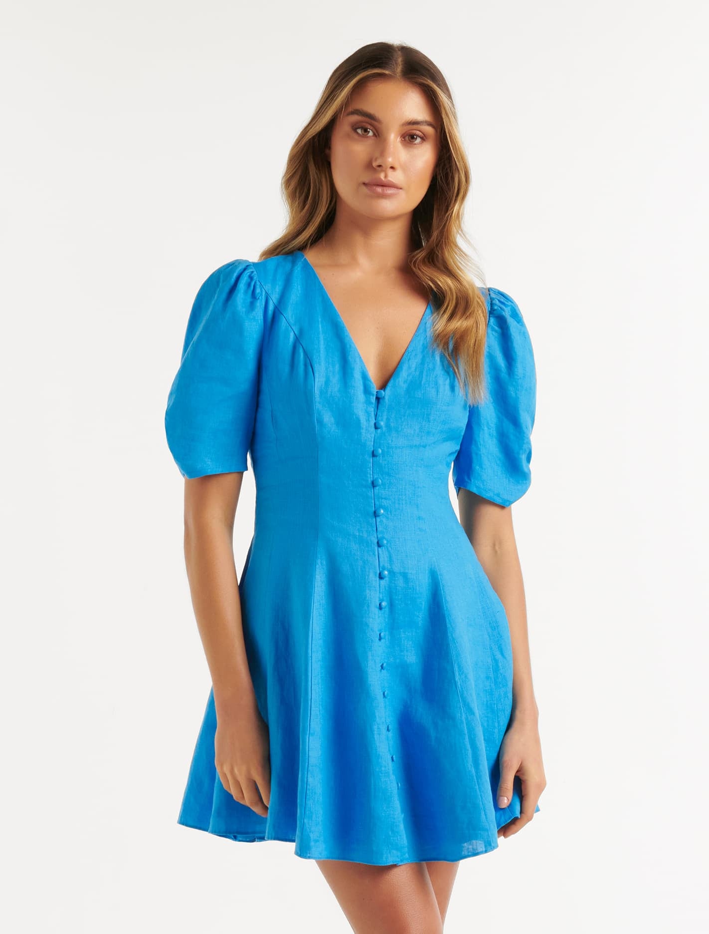 Rowan Linen Seam Detail Mini Dress Women s Fashion Forever New