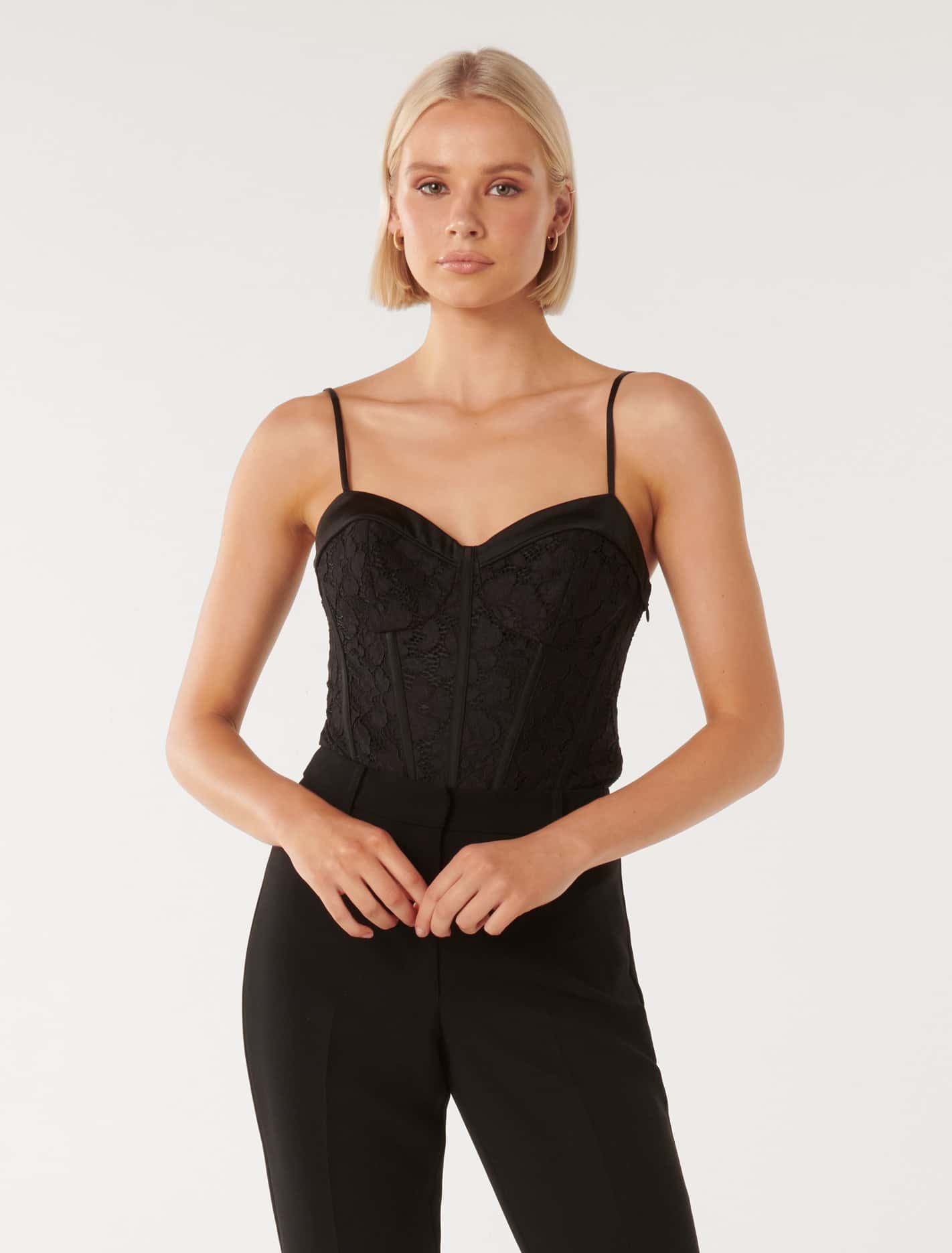 Forever New Women's Lulu Lace Bodysuit in Black