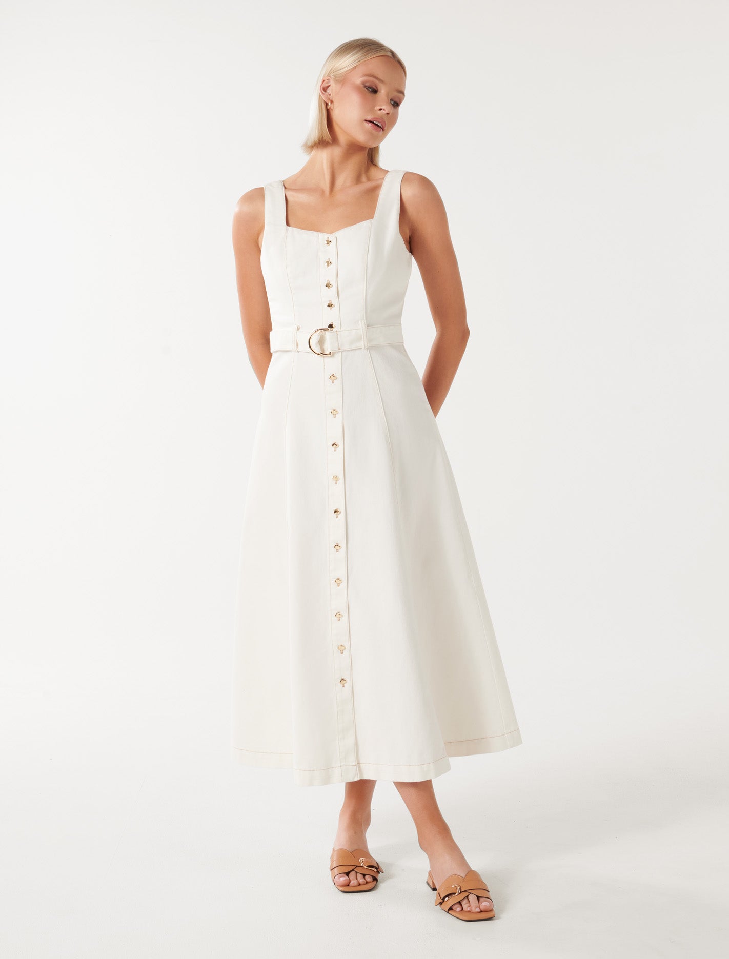Maja Denim Dress in White Size 4 to 16 Women s Denim