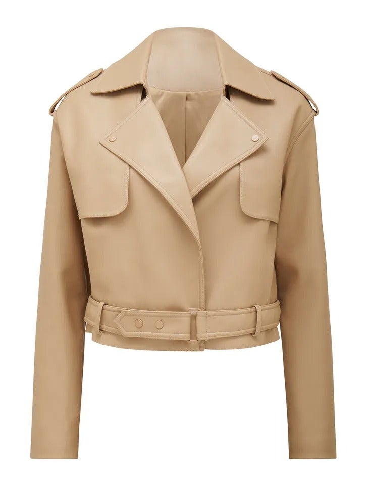 Lorri Faux-Leather Cropped Trench