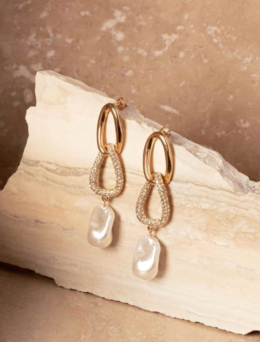 Signature Connor Crystal and Pearl Drop Earrings