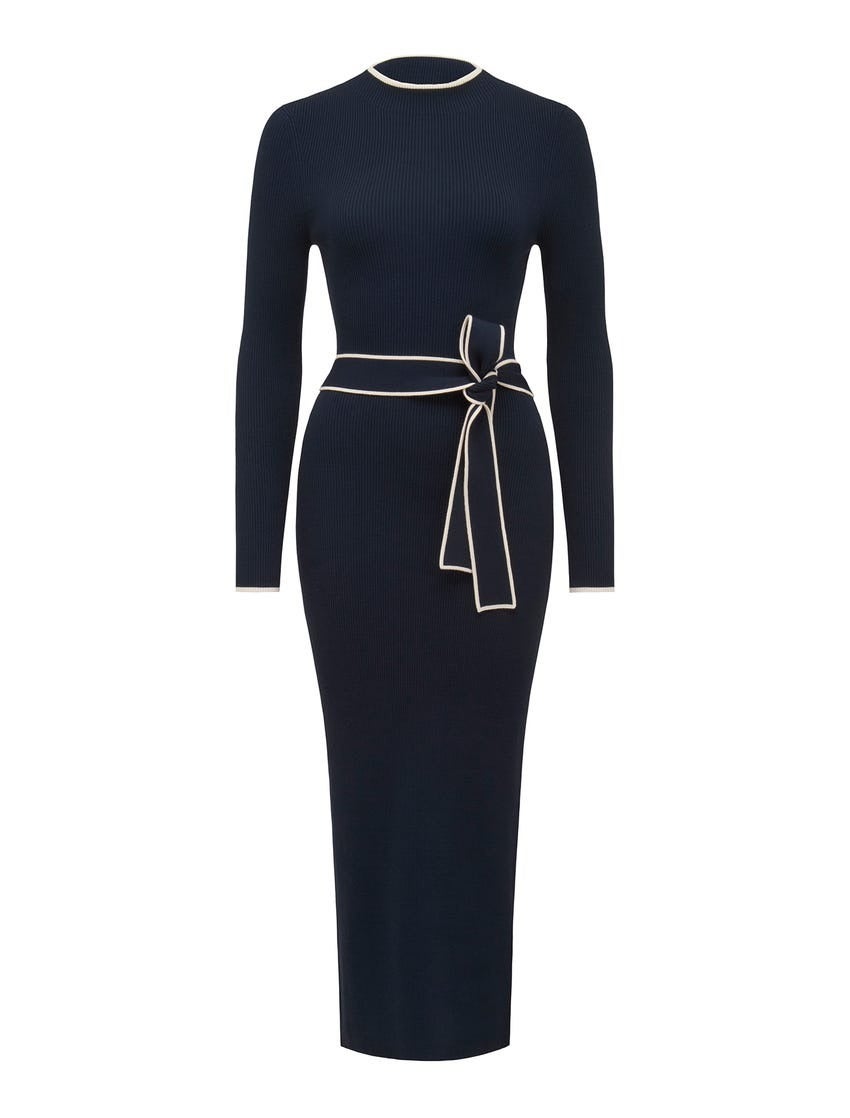 Ariella Contrast-Detail Knit Dress